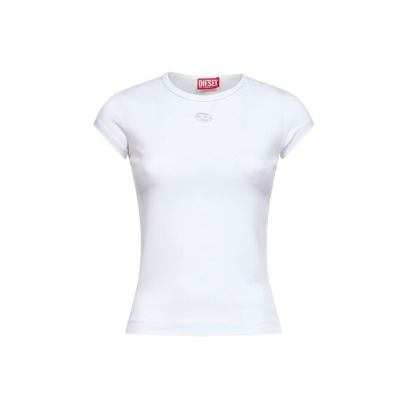 Diesel Women White Stretch Jersey Logo T-Angie-Od T-Shirt